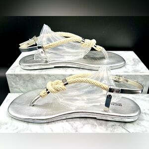 M. MICHAEL KORS Holly Rope-Trim Thong Sandals. Size 8 M